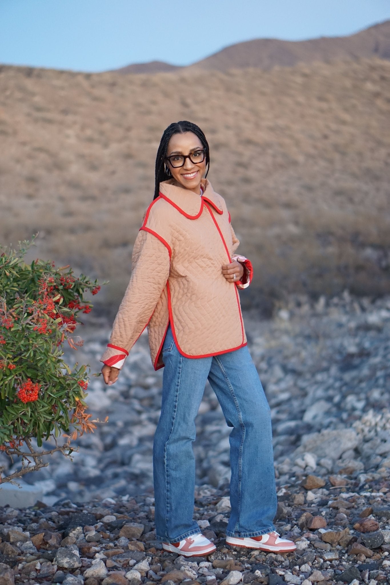 Zen Bloom - Crimson Colorway. Double Sided, Designer Quilted Woven Fabric. - Boho Fabrics - Quilted, Woven