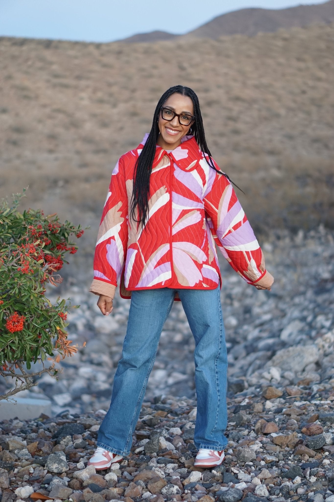 Zen Bloom - Crimson Colorway. Double Sided, Designer Quilted Woven Fabric. - Boho Fabrics - Quilted, Woven