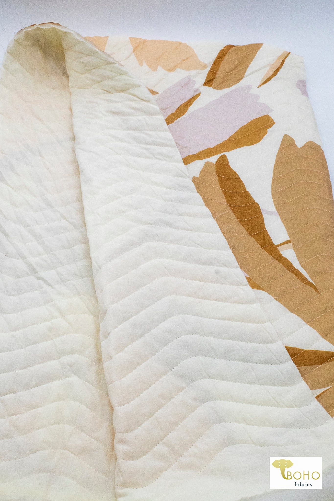 Zen Bloom - Sand Colorway. Double Sided, Designer Quilted Woven Fabric. - Boho Fabrics - Quilted, Woven