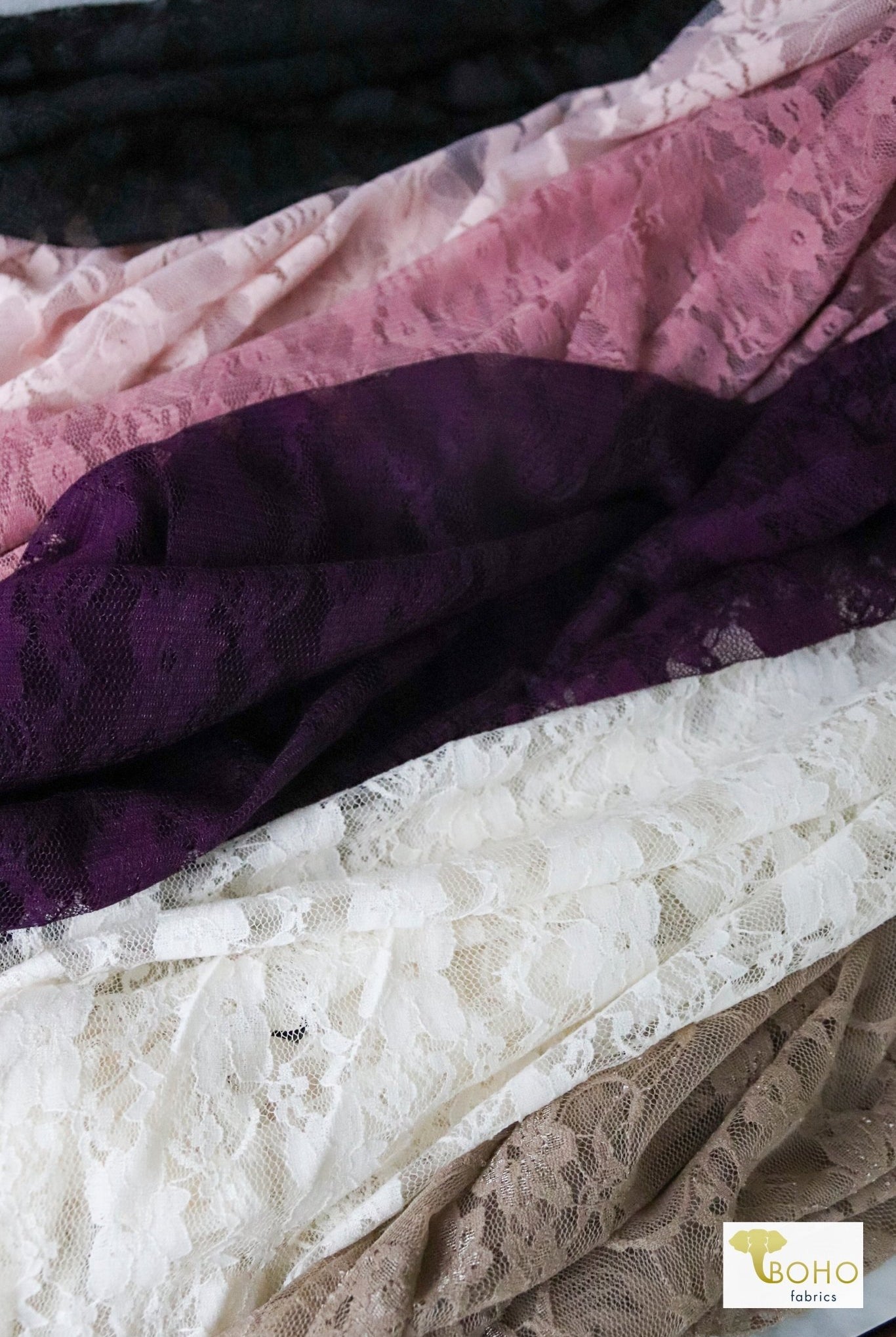 02/13/23 Fabric Happy Hour! Romance, Stretch Lace Bundle. READY TO SHIP! - Boho Fabrics