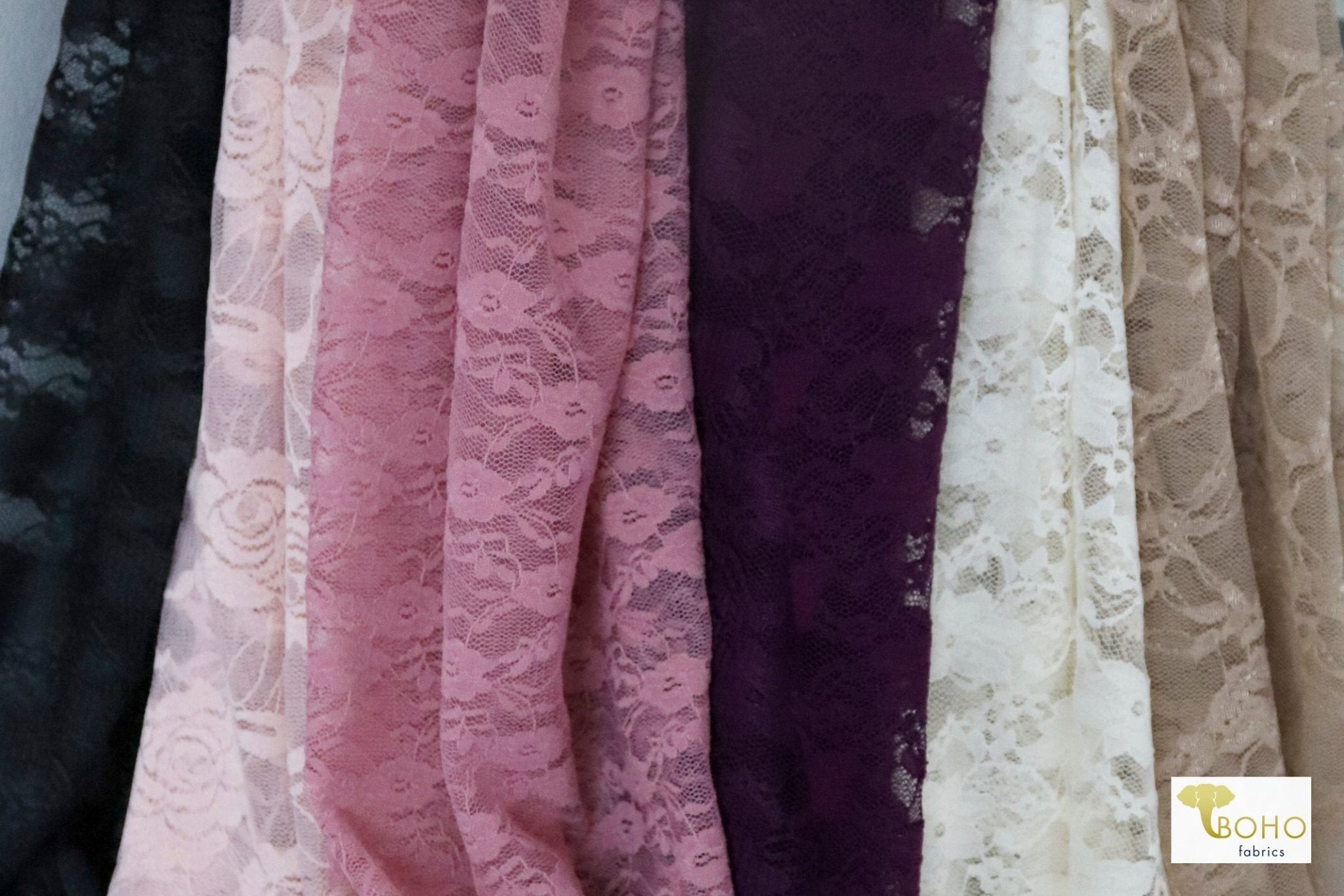 02/13/23 Fabric Happy Hour! Romance, Stretch Lace Bundle. READY TO SHIP! - Boho Fabrics