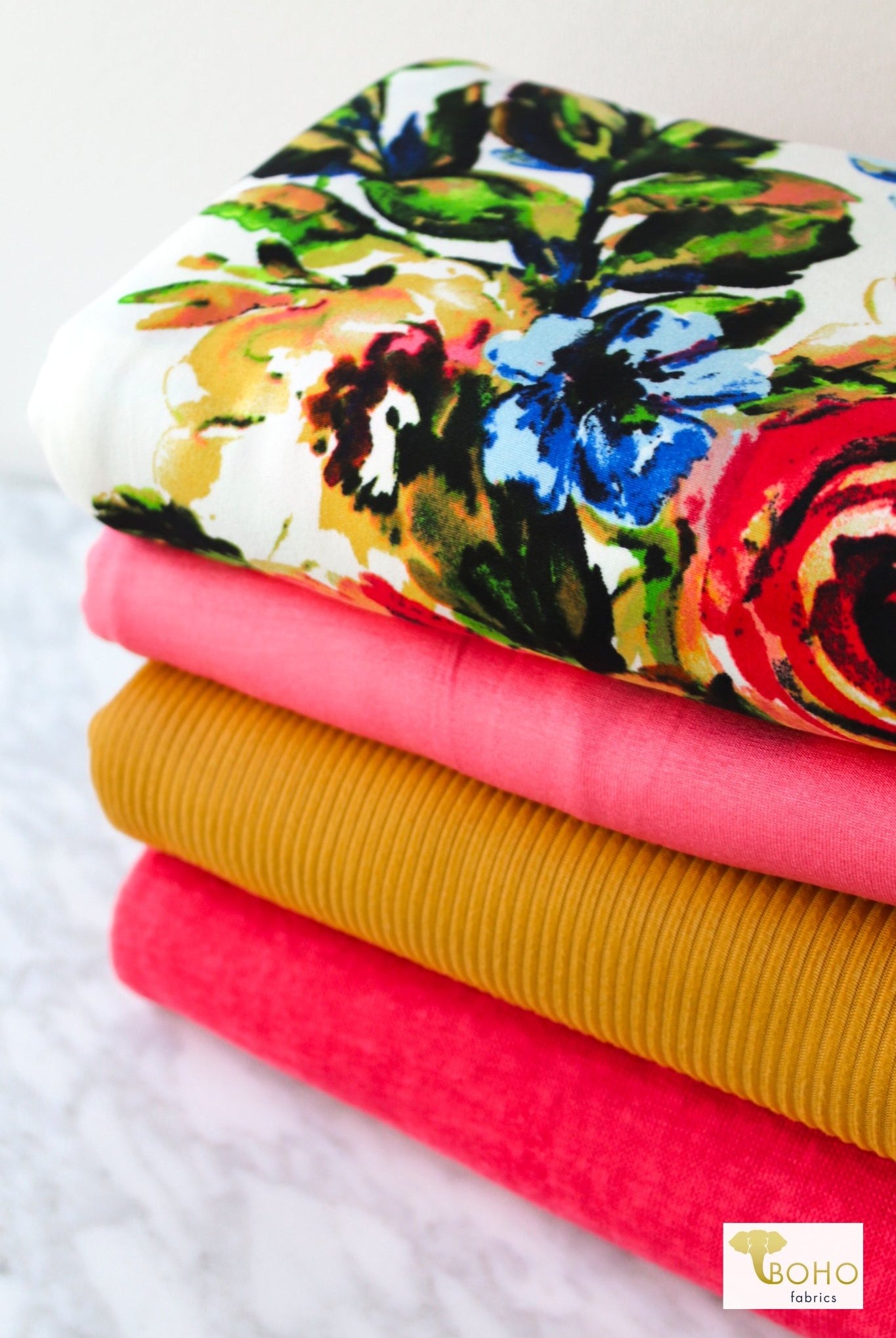 09/14/2023 Fabric Happy Hour! Sunset Bouquet, Knit Bundle. READY TO SHIP! - Boho Fabrics