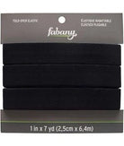 1" Black, Fold Over Elastic. SOLD PER PACKAGE OF 7 YARDS. - Boho Fabrics - Elastics & Stretch Lace
