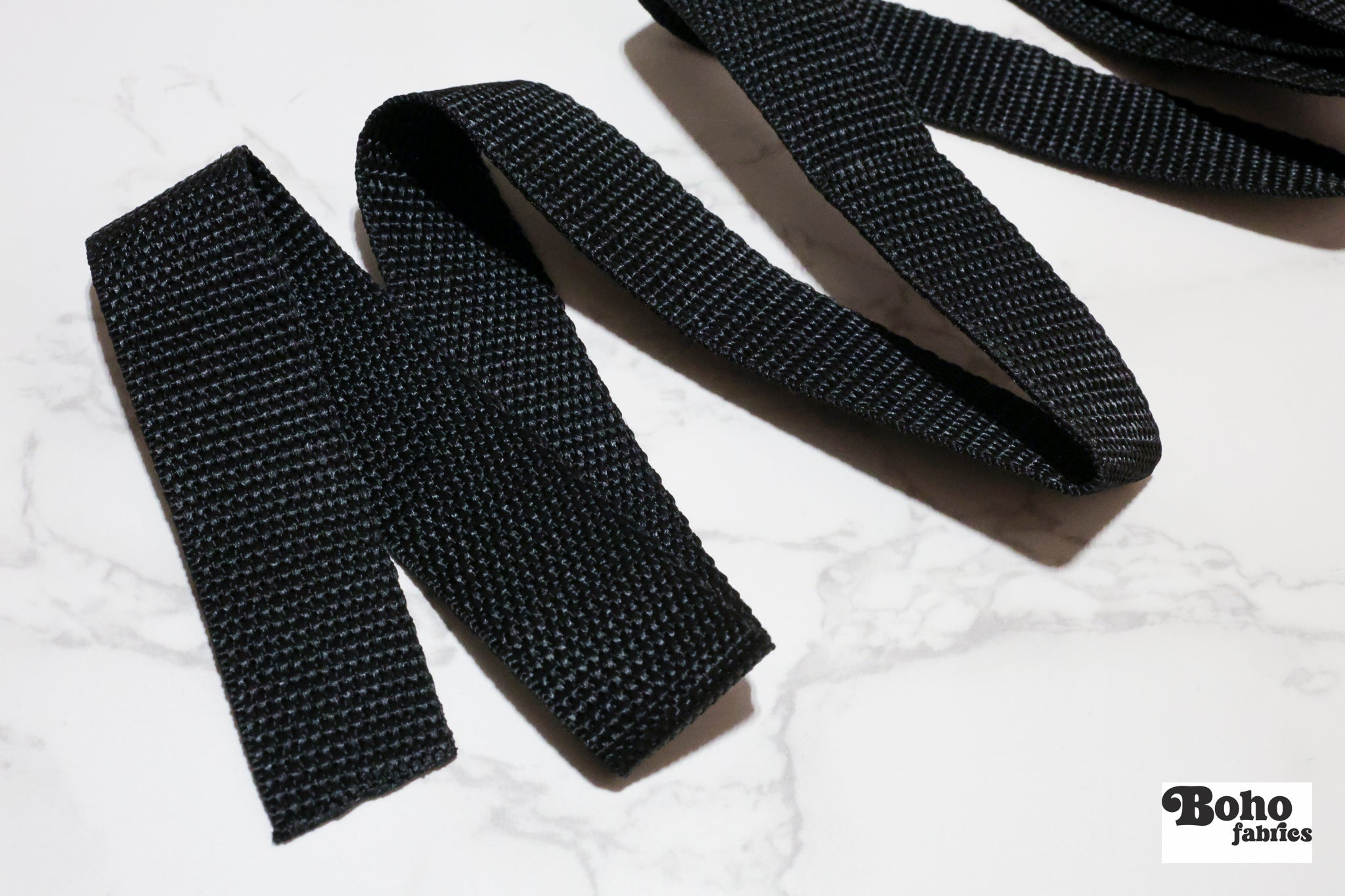 1" Black Polypropylene Webbing – Bag Strapping & Belting – 2 Yard Pack - Boho Fabrics - Trims