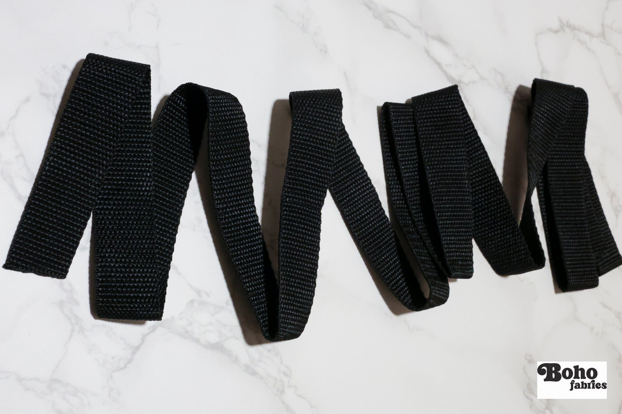 1" Black Polypropylene Webbing – Bag Strapping & Belting – 2 Yard Pack - Boho Fabrics - Trims