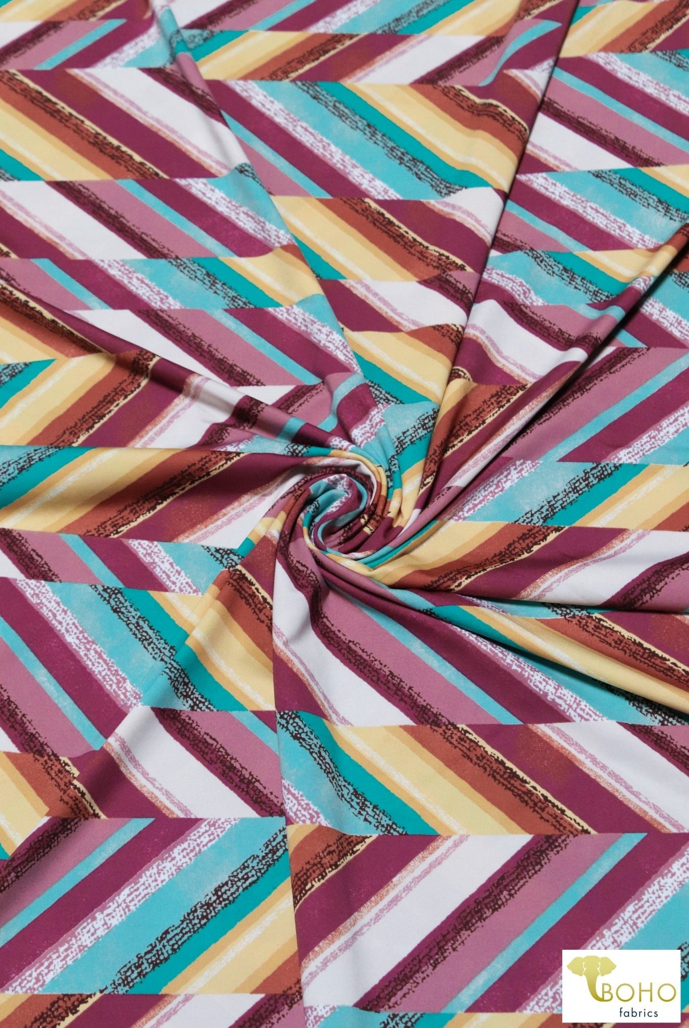 1 Yard Last Cuts! Laguna Herringbone, Swim Print Knit. P.SWIM-308 - Boho Fabrics