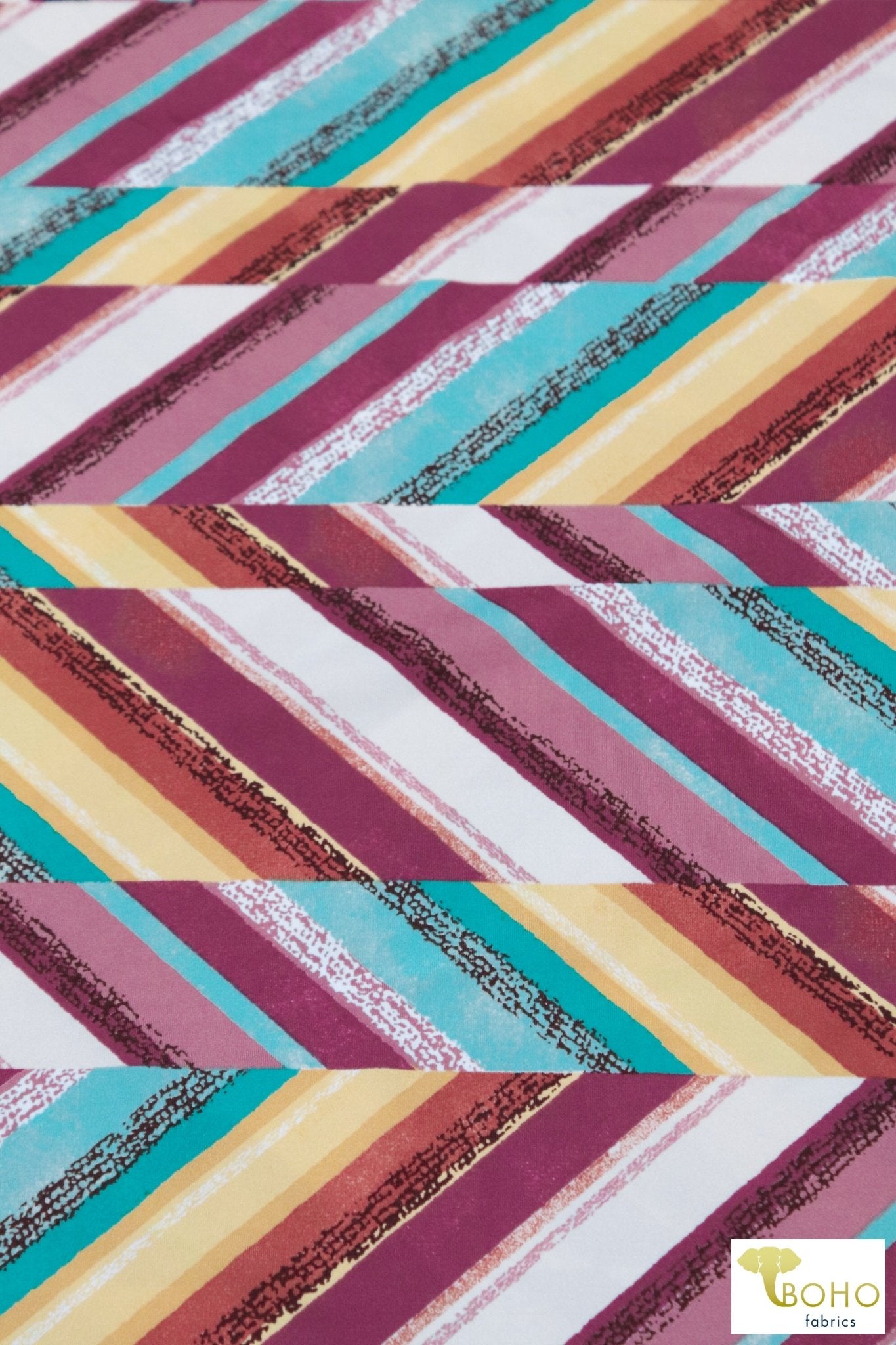 1 Yard Last Cuts! Laguna Herringbone, Swim Print Knit. P.SWIM-308 - Boho Fabrics