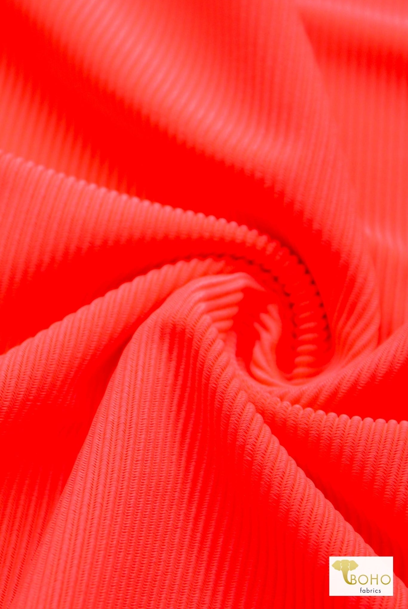 1 Yard Last Cuts! Neon Orange Rib, Swim Rib Knit Fabric - Boho Fabrics