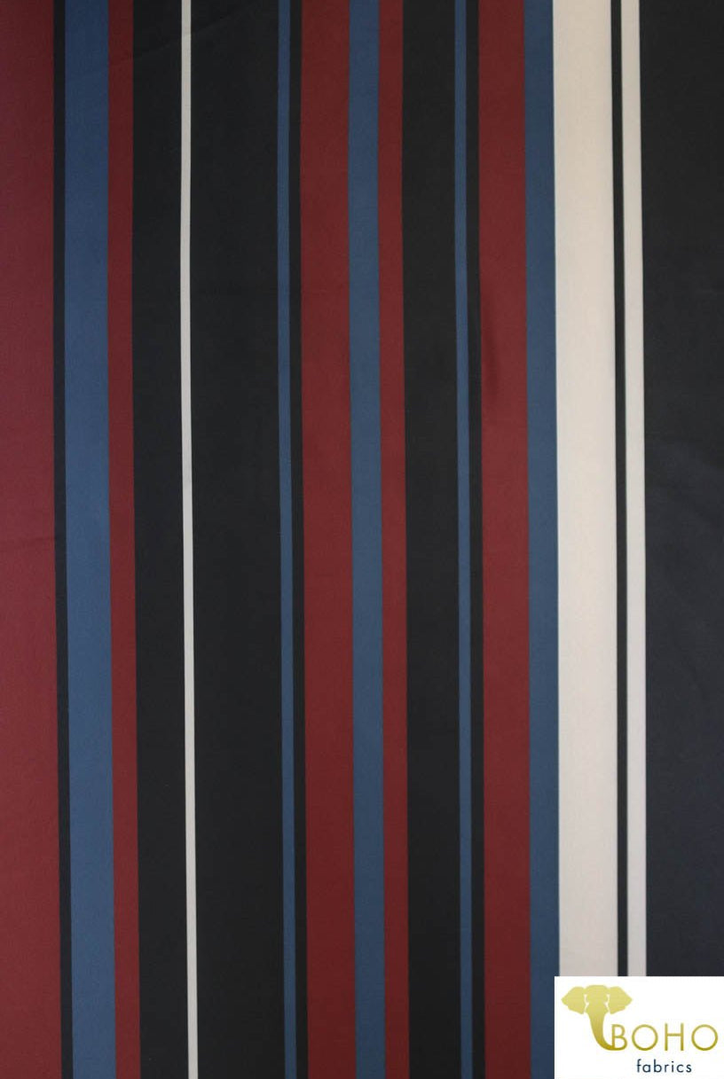 1 Yard- Last Cuts! Nighttime Lighthouse Vertical Stripes. Shiny Swim Print/Activewear. SW-057 - Boho Fabrics