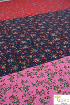 1 Yard Last Cuts! Ornate Folk Vines Tri Colorway in Pink, Navy, & Red. Swim Print/Activewear. SW-032 - Boho Fabrics