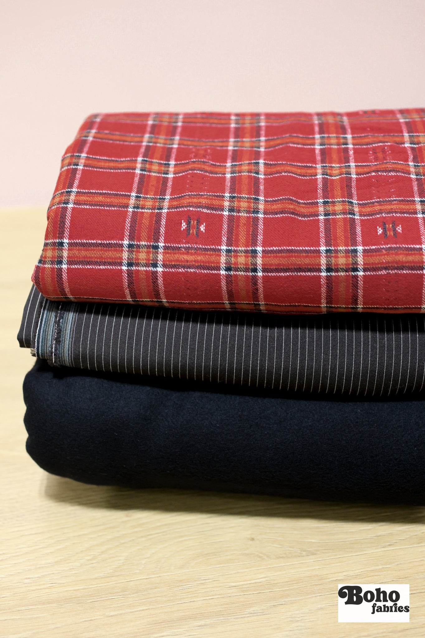 10/21/2025 Fabric Happy Hour. Italian Black Wool Preview Bundle. Ready to Ship! - Boho Fabrics - Fabric Bundles