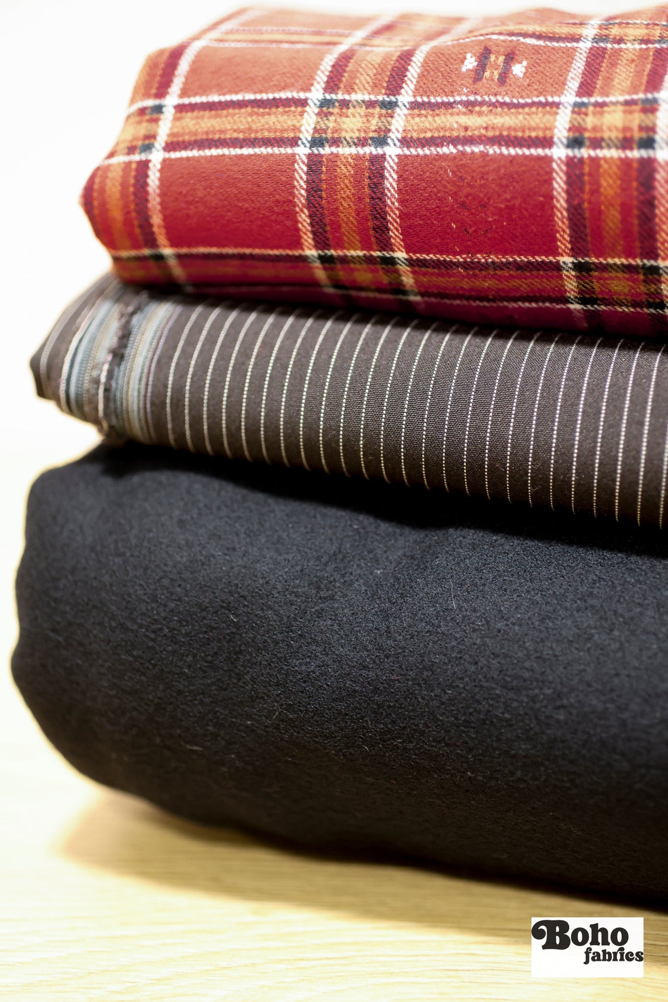 10/21/2025 Fabric Happy Hour. Italian Black Wool Preview Bundle. Ready to Ship! - Boho Fabrics - Fabric Bundles