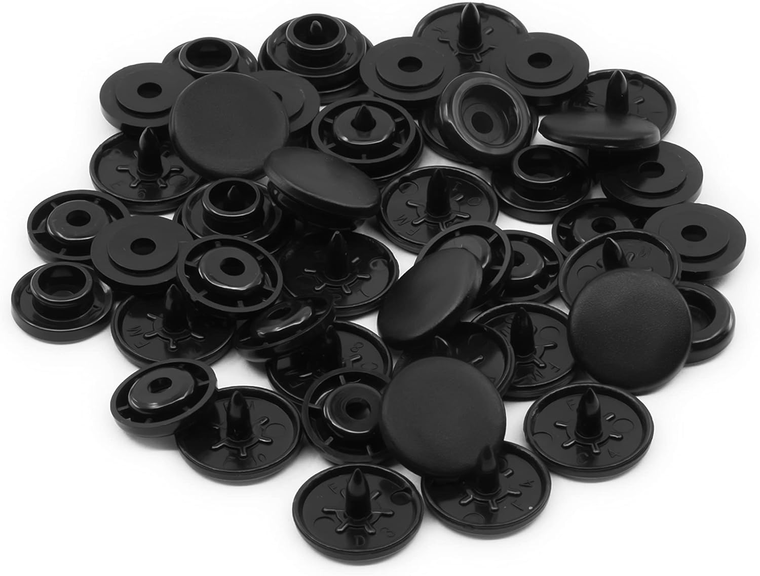 1/2" Dritz Plastic Snaps, Round, Black, Size 20. 12 Sets - Boho Fabrics - Buttons & Snaps