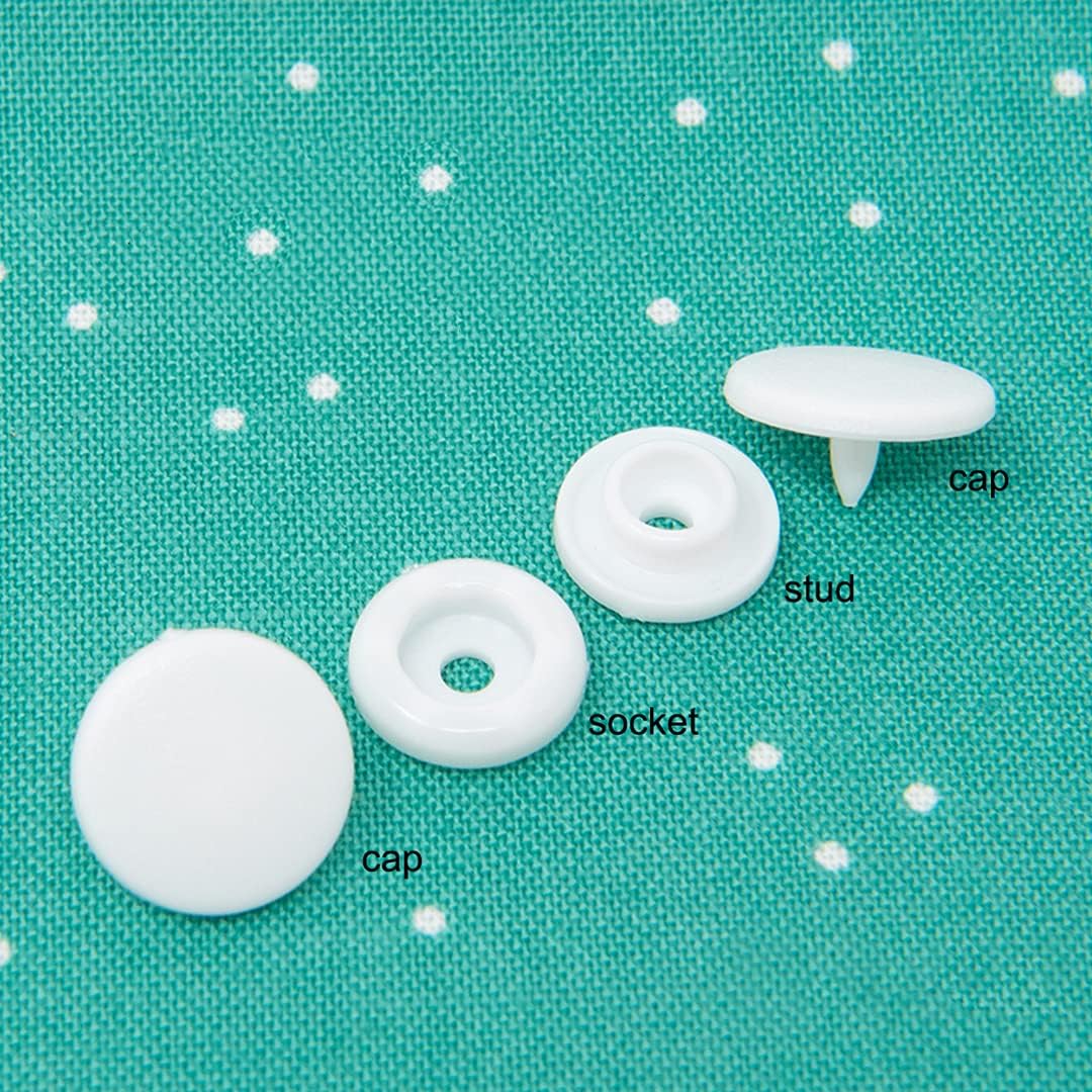 1/2" Dritz Plastic Snaps, Round, White, Size 20. 12 Sets - Boho Fabrics - Buttons & Snaps