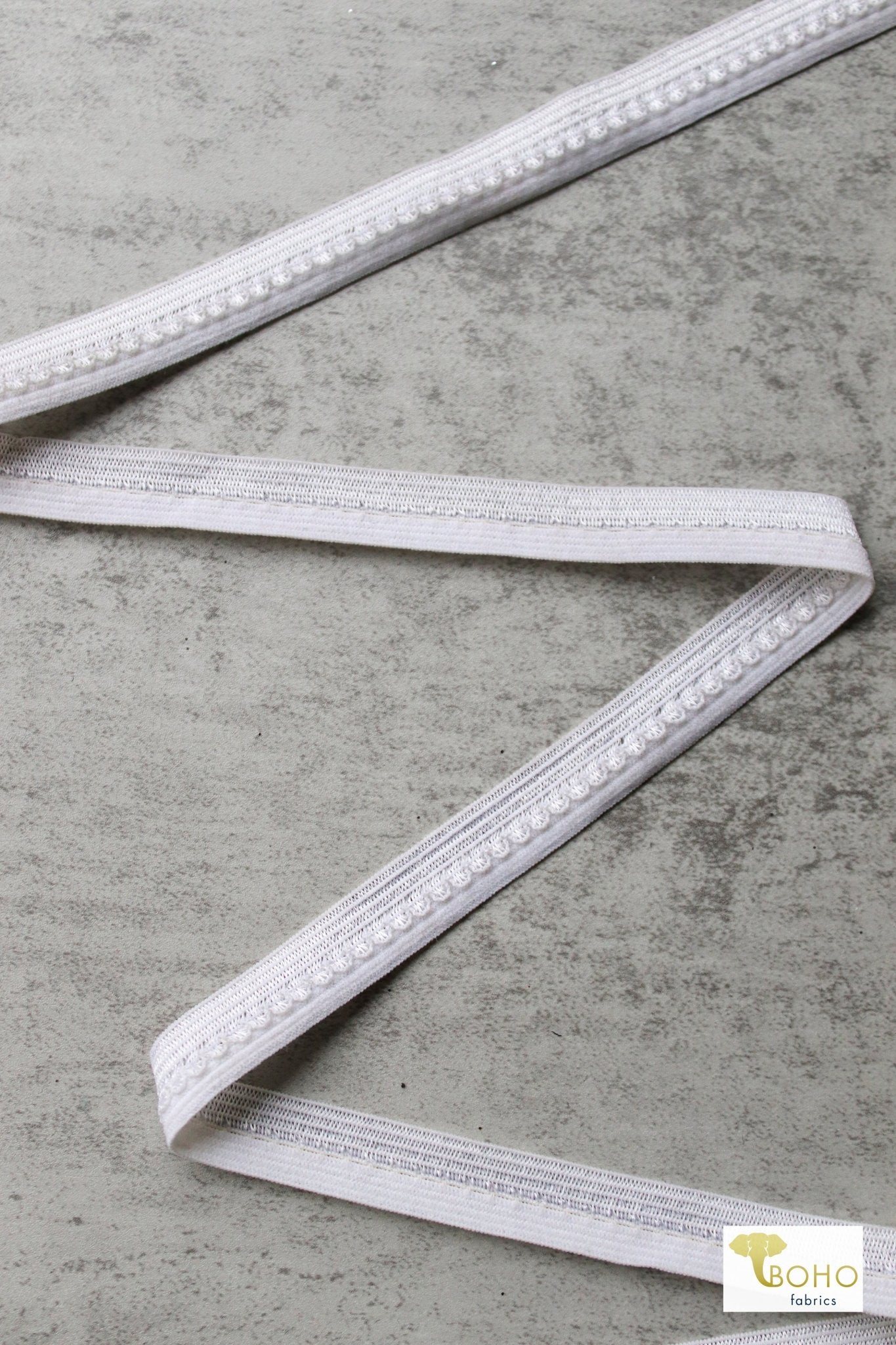 1/2" Pearl Picot, Fold Over Elastic. SOLD PER PACKAGE OF 3 YARDS. - Boho Fabrics