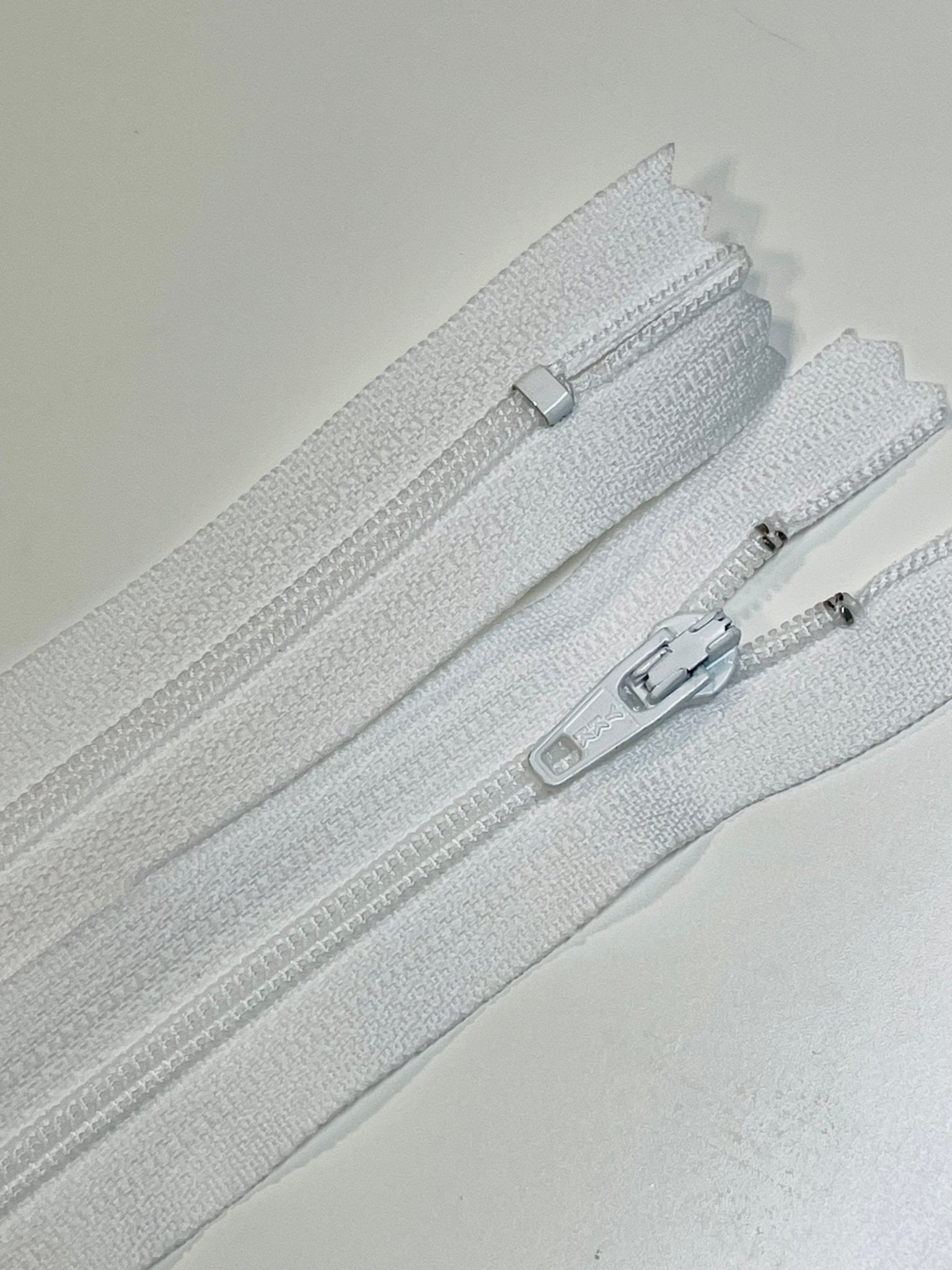 14" YKK 3 Coil, Closed - End Zipper – White - Boho Fabrics - Zippers