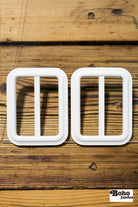1.5" White "Stitched" Buckle Slides, (2). - Boho Fabrics - Bag Hardware