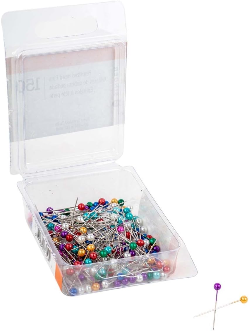 150 Pearlized Head Pins , Size 20 - 1.25” (32mm) by Singer - Boho Fabrics - Pins
