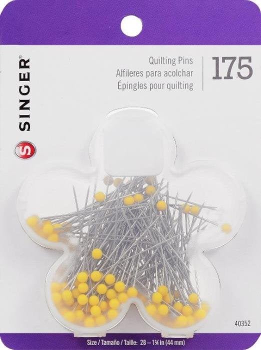 175 Quilting Pins by Singer, Size 28 - 1.75” (44mm) by Singer Flower Power Case. - Boho Fabrics - Pins