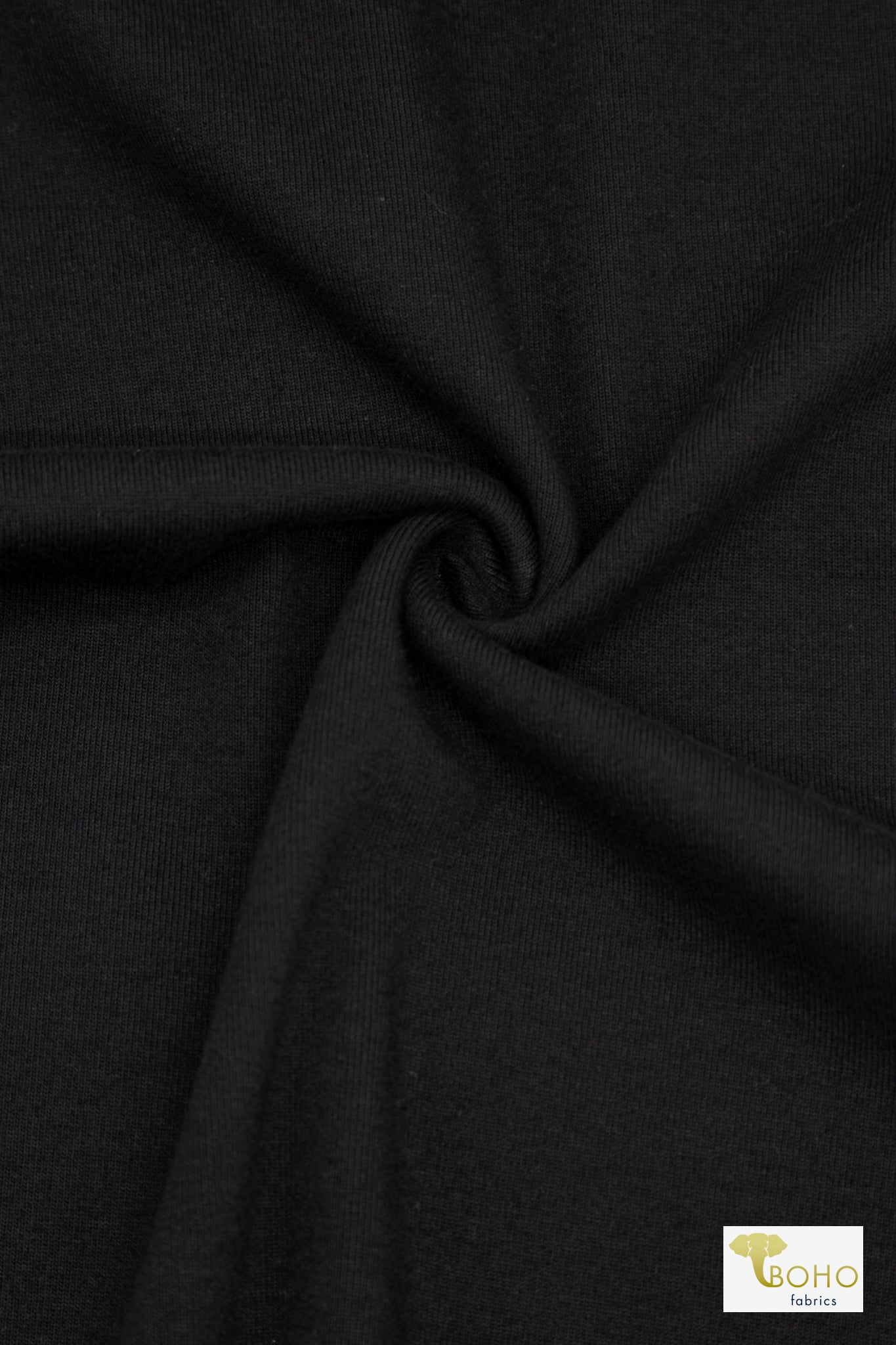 1x1 Rib Knit, Black. SOLD BY THE HALF YARD! - Boho Fabrics - Rib Solid, Knit Fabric