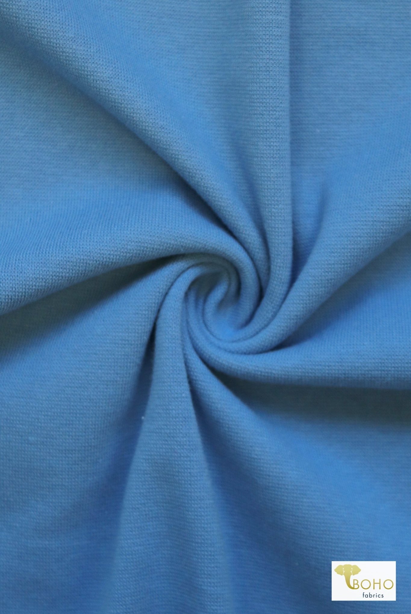 1x1 Rib Knit, Cerulean Blue. SOLD BY THE HALF YARD! - Boho Fabrics