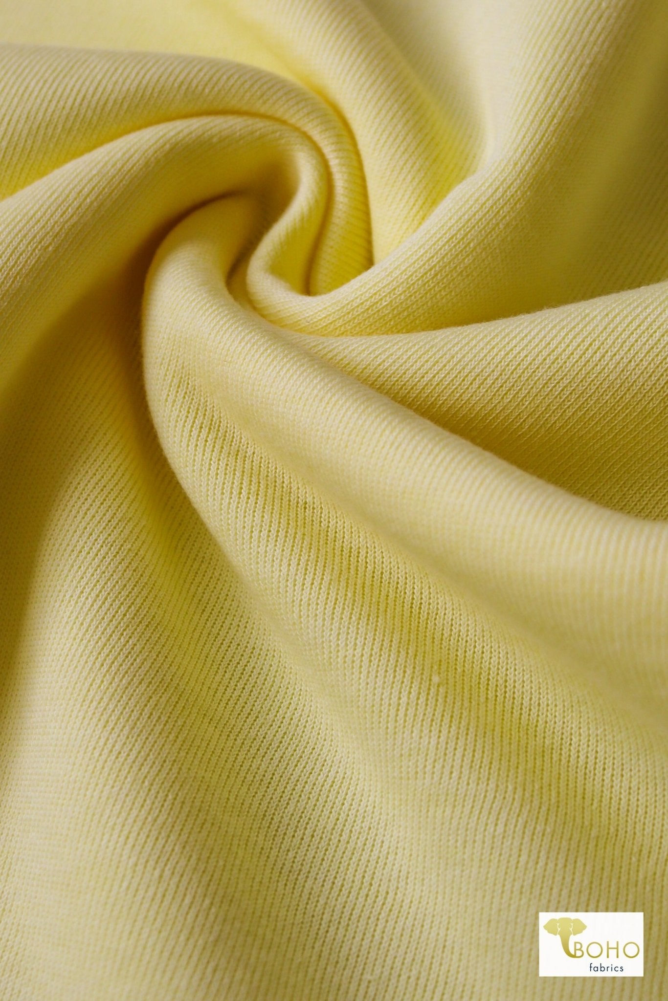 1x1 Rib Knit, Lemonade Yellow. SOLD BY THE HALF YARD! - Boho Fabrics