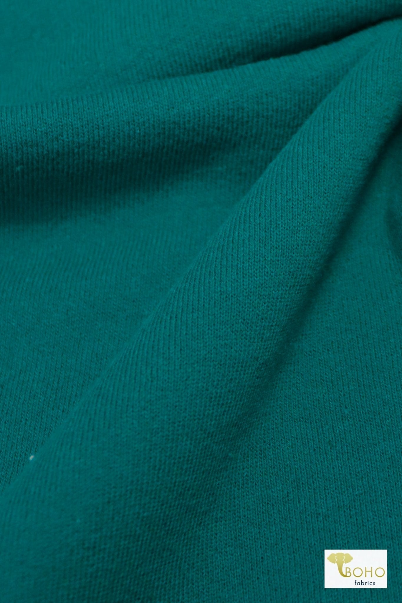 1x1 Rib Knit, Teal Cotton Rib. SOLD BY THE HALF YARD! - Boho Fabrics