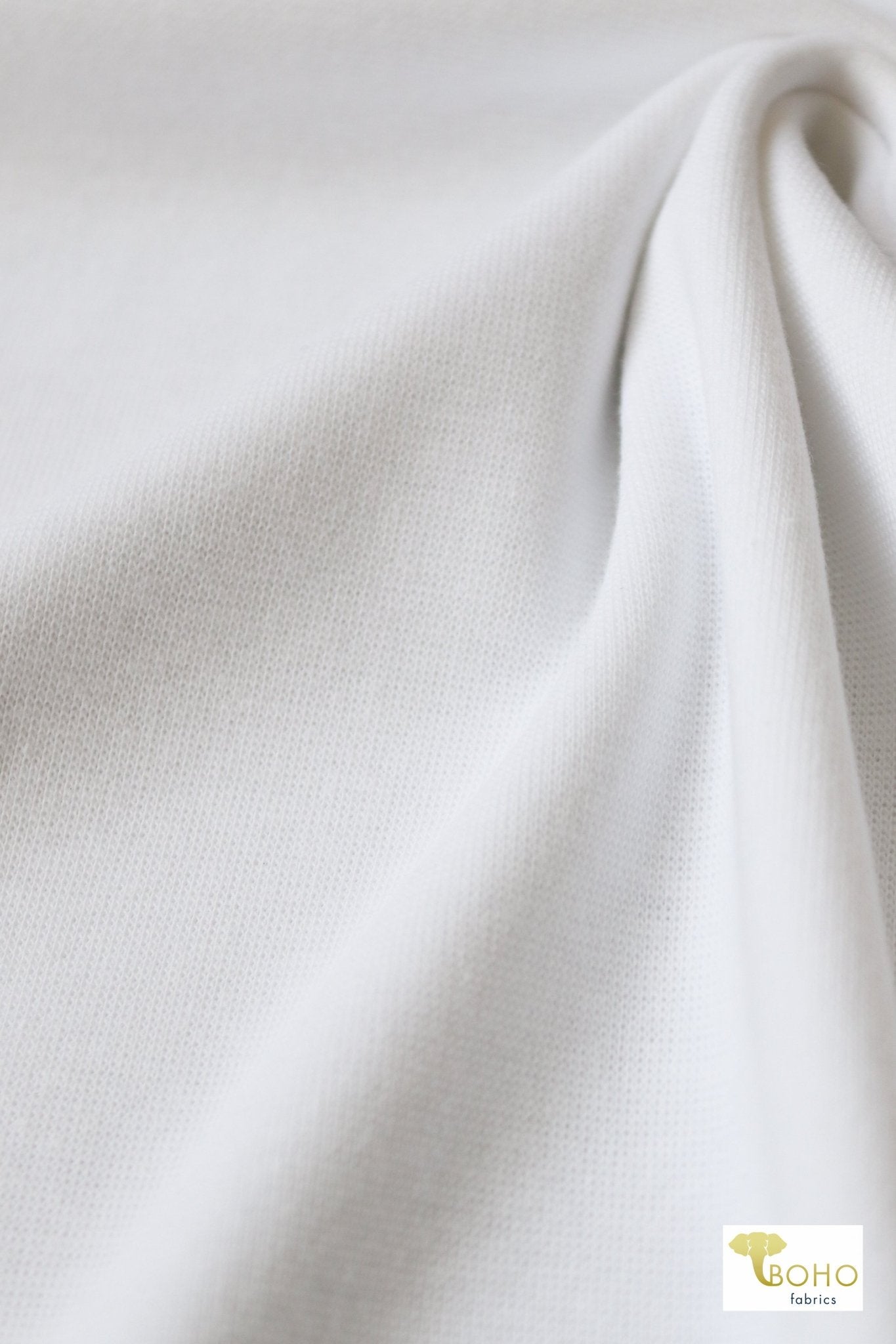 1x1 Rib Knit, White. SOLD BY THE HALF YARD! - Boho Fabrics