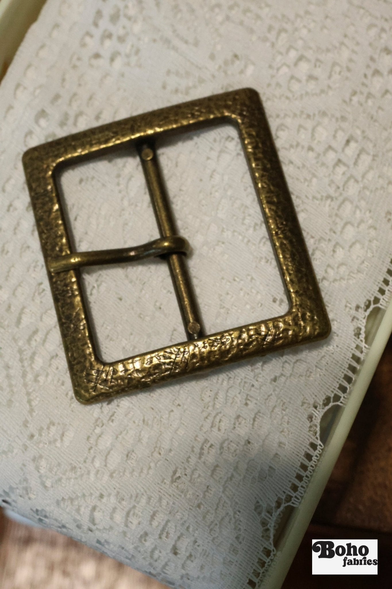 2" Antiqued Brass - Look Single Prong Belt Buckle - Boho Fabrics - Bag Hardware