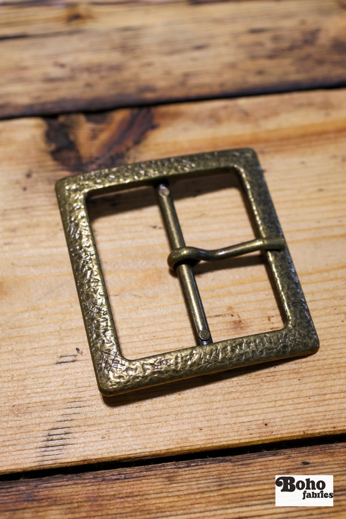 2" Antiqued Brass - Look Single Prong Belt Buckle - Boho Fabrics - Bag Hardware