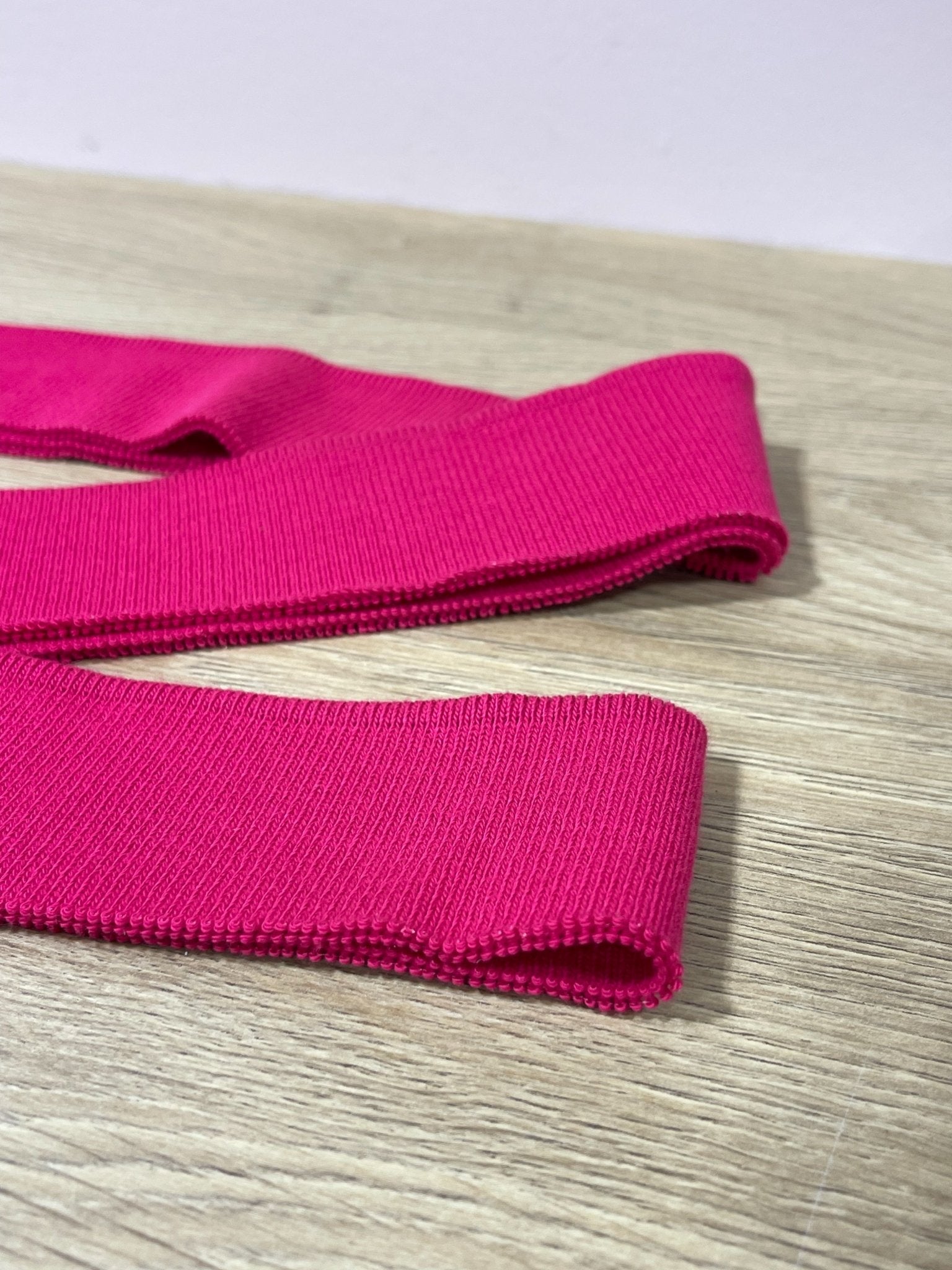 2" Hot Pink, Cuff/Ribbing. Sold per package of 60" Length - Boho Fabrics - Rib Solid, Knit Fabric