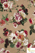 2 Yard- Last Cuts! Anna Floral Bouquet on Tan, Lightly Brushed Sweater Knit. PRSW-115-TAN - Boho Fabrics