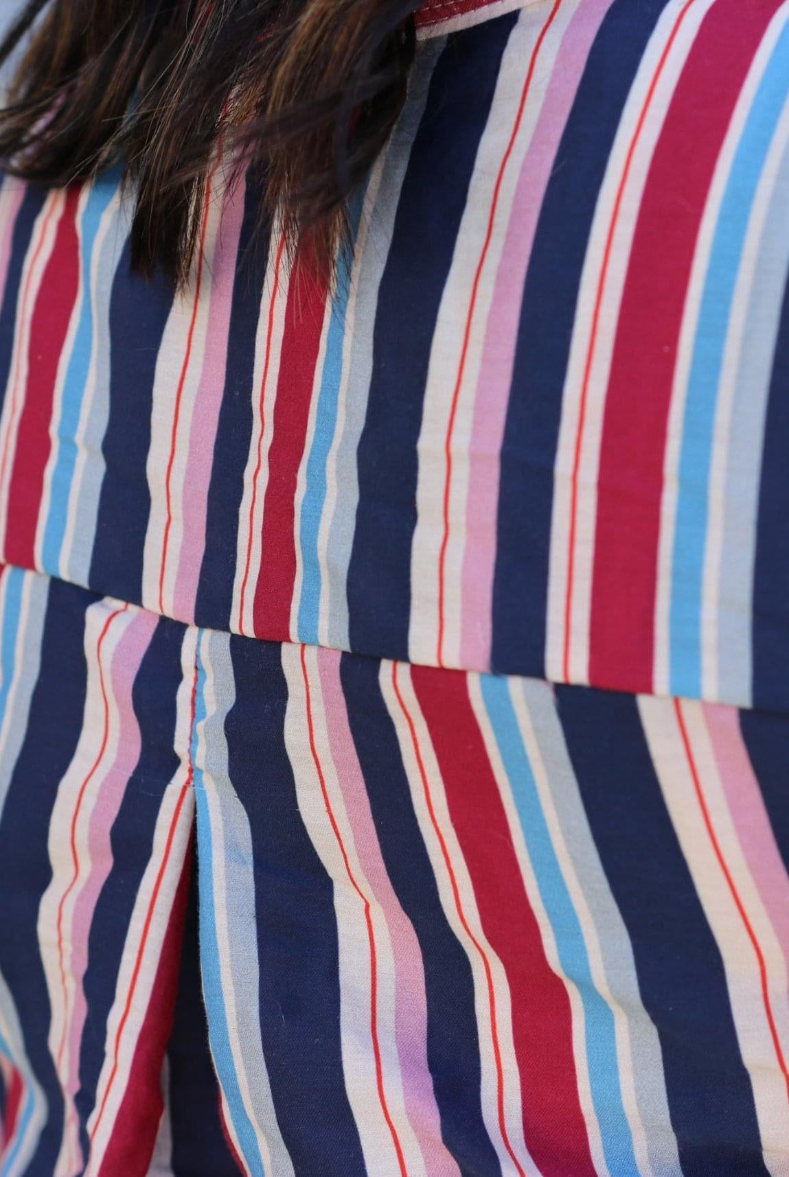 2 Yard-Last Cuts! Berry Stripes, Silk/Cotton Woven, Stripes run Vertical. WVP-252-BRY - Boho Fabrics