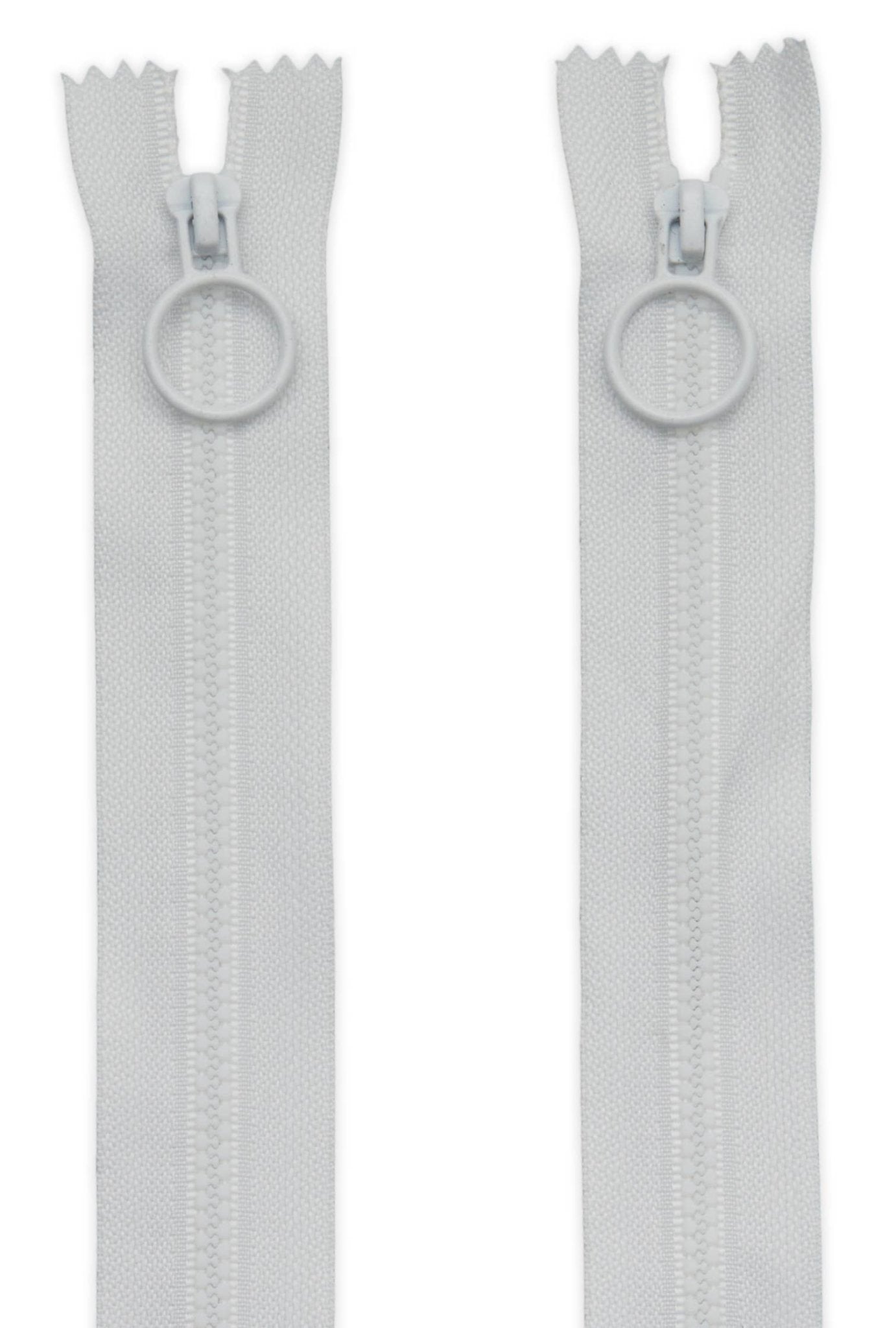 20" White Hoop Pull Zipper (2 pk) (ZW6752) - Boho Fabrics - Zippers