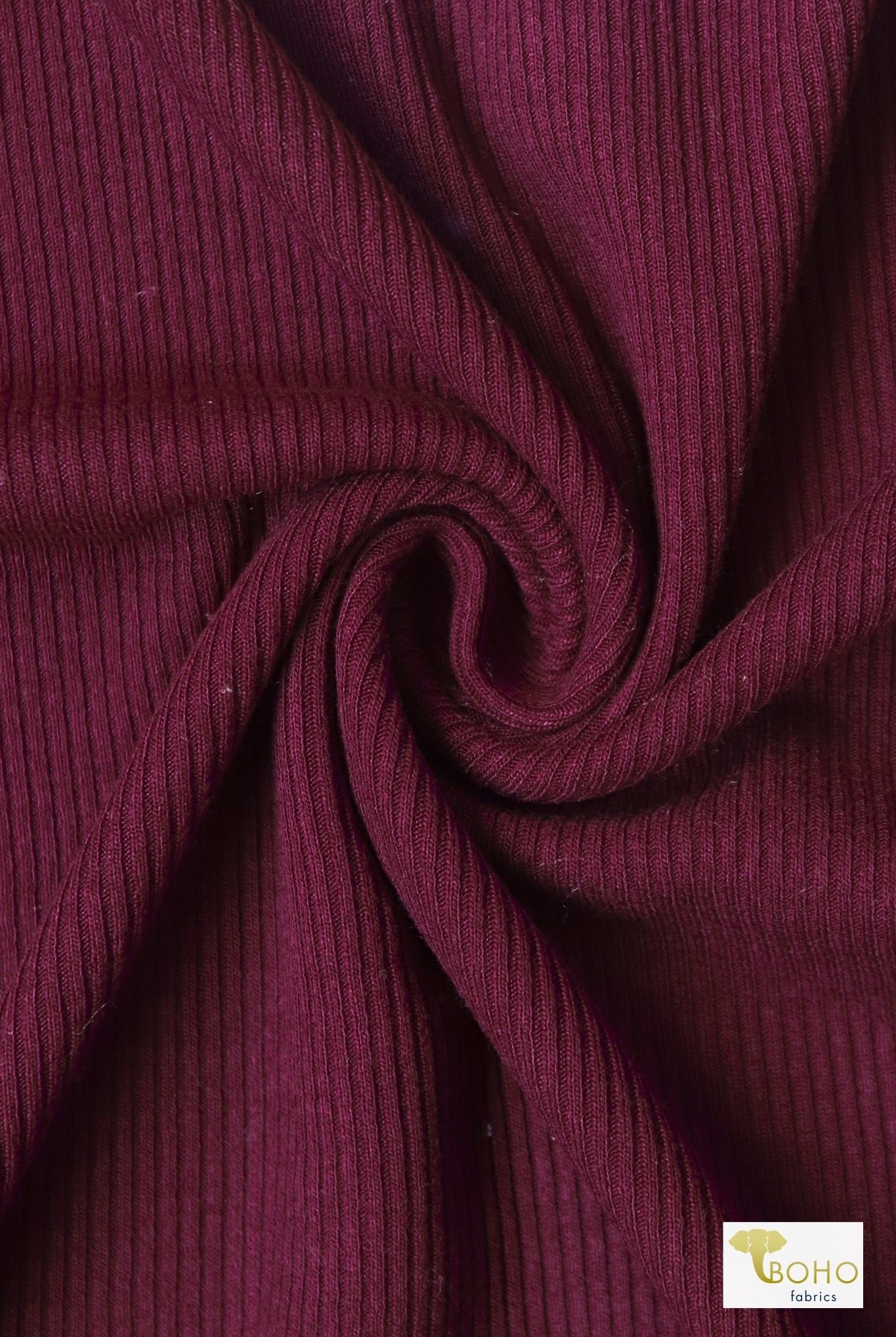 2x1 Wine Red, Rib Knit Fabric. SOLD BY THE HALF YARD - Boho Fabrics