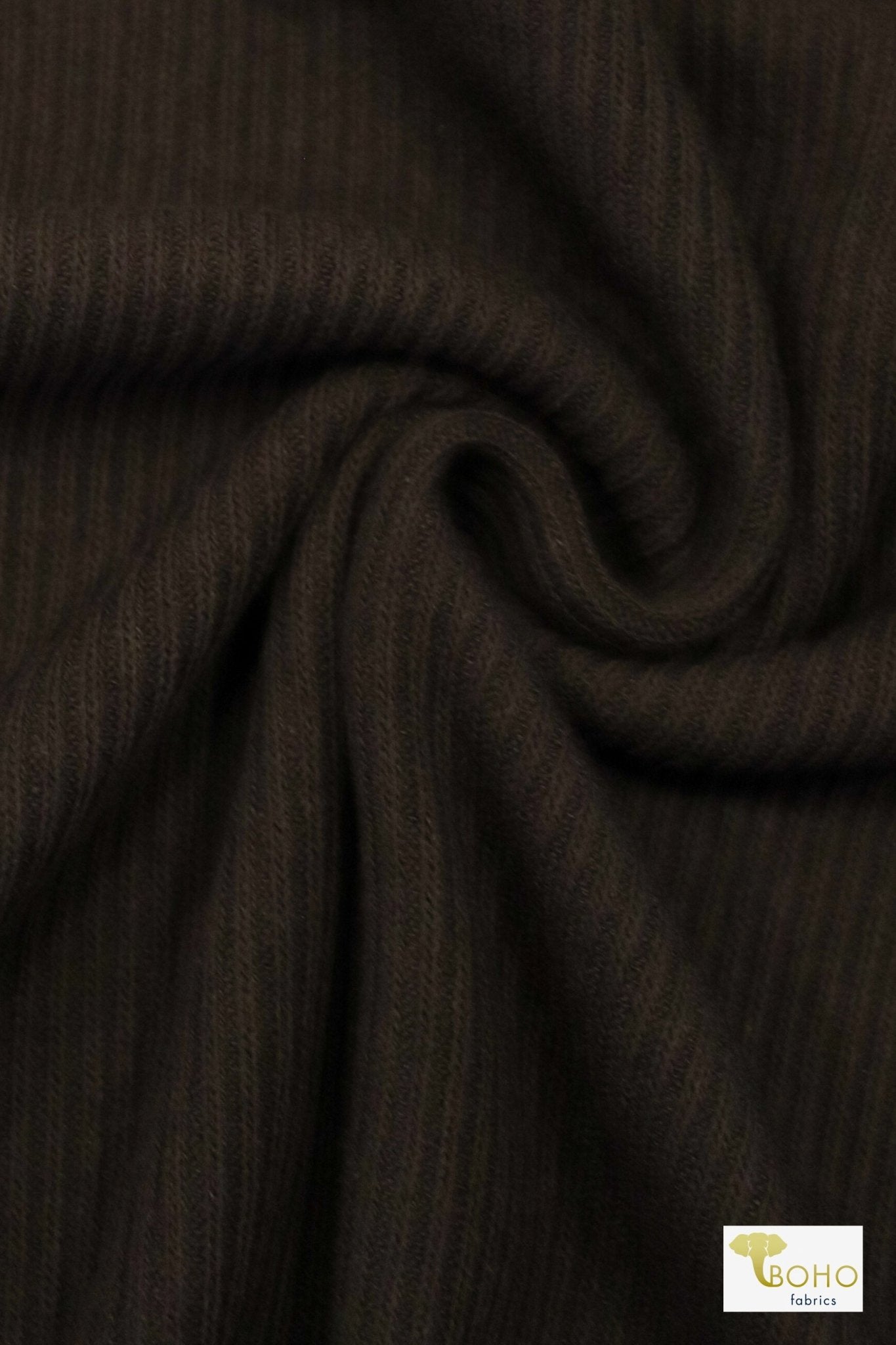 2x2 Black, Cotton Rib Knit - Boho Fabrics