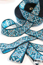 36 Yard Roll - Alpine Petals in Aqua, 1.875" Vintage Jacquard Woven Trim, TRIM - 042 - Boho Fabrics - Trims