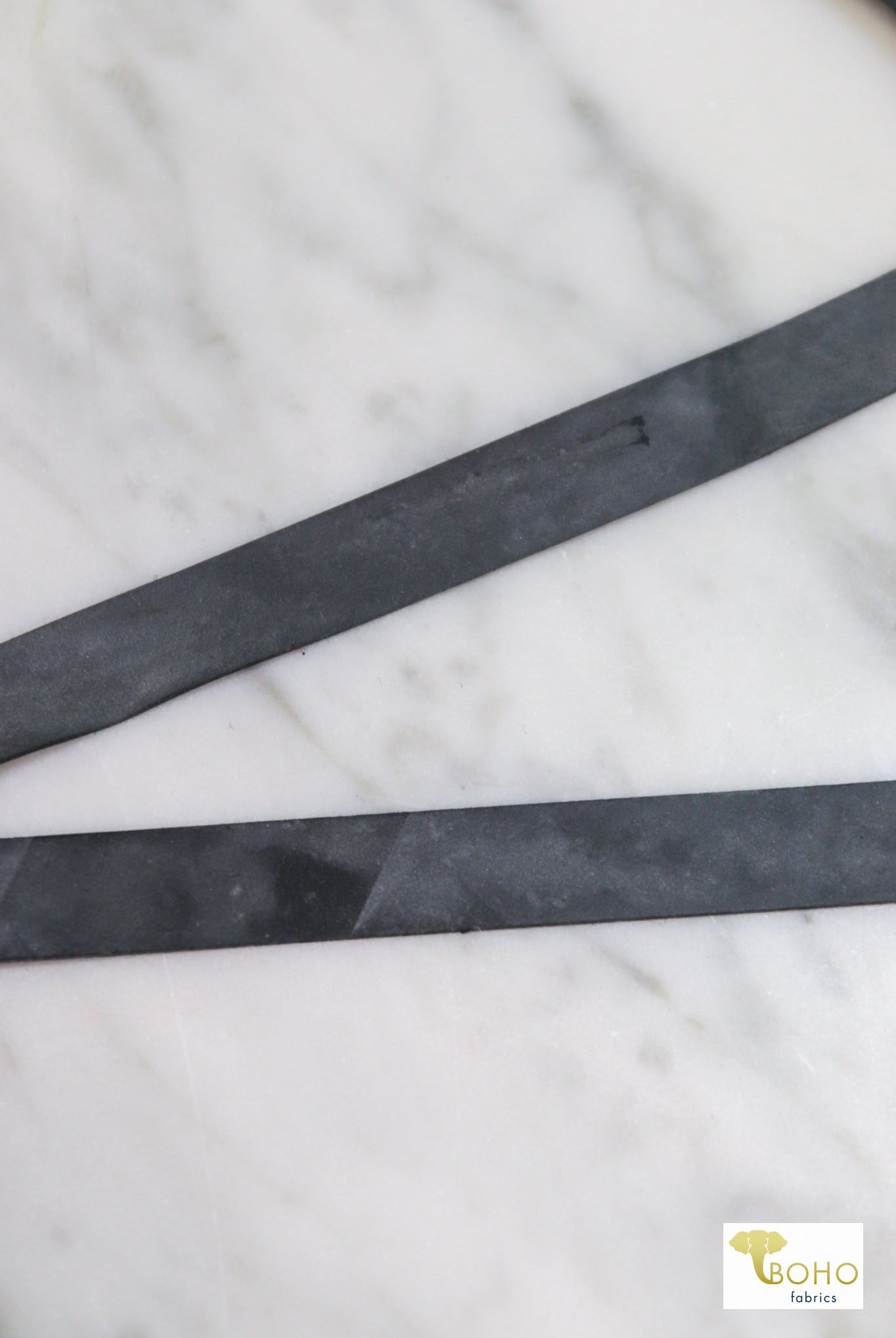 3/8" Black/Gray Rubber Elastic (Commonly Used for Swimwear). Sold in packs of 3, 5, & 10 Yards. - Boho Fabrics