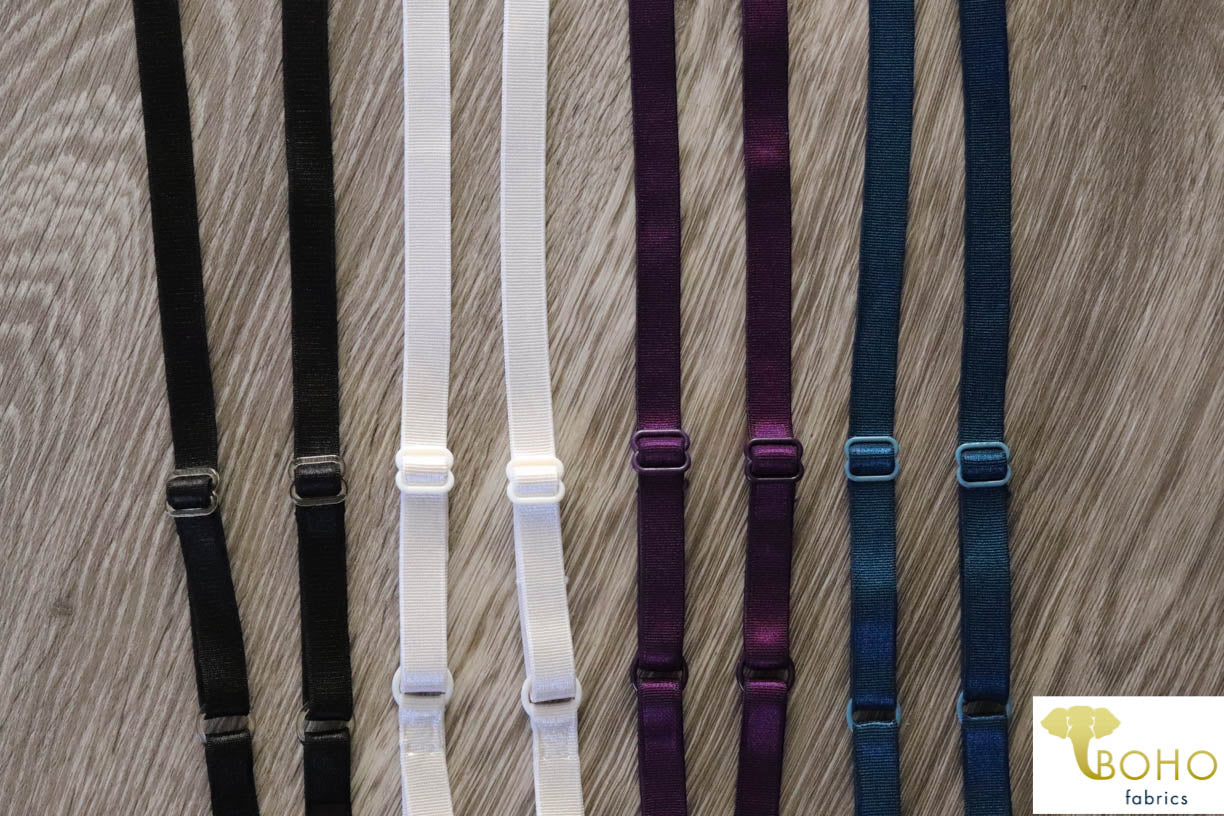 3/8" Satin Straps: Adjustable Elastic Straps. (9.5mm) - Boho Fabrics