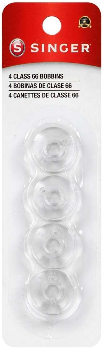 4 Clear Bobbins, Class 66 by Singer - Boho Fabrics - Sewing Machine Accessories