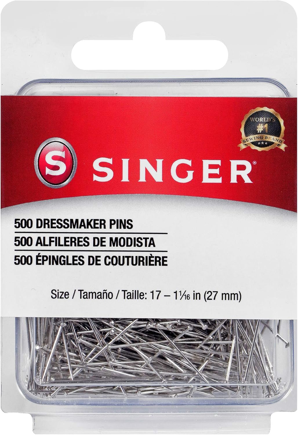 500 Dressmaker Ballpoint Pins, Size 17 - 1.” (27mm) by Singer by Singer - Boho Fabrics - Pins