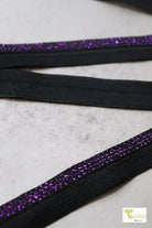 5/8" Purple Metallic, Fold Over Elastic. SOLD PER PACKAGE OF 3 YARDS. - Boho Fabrics