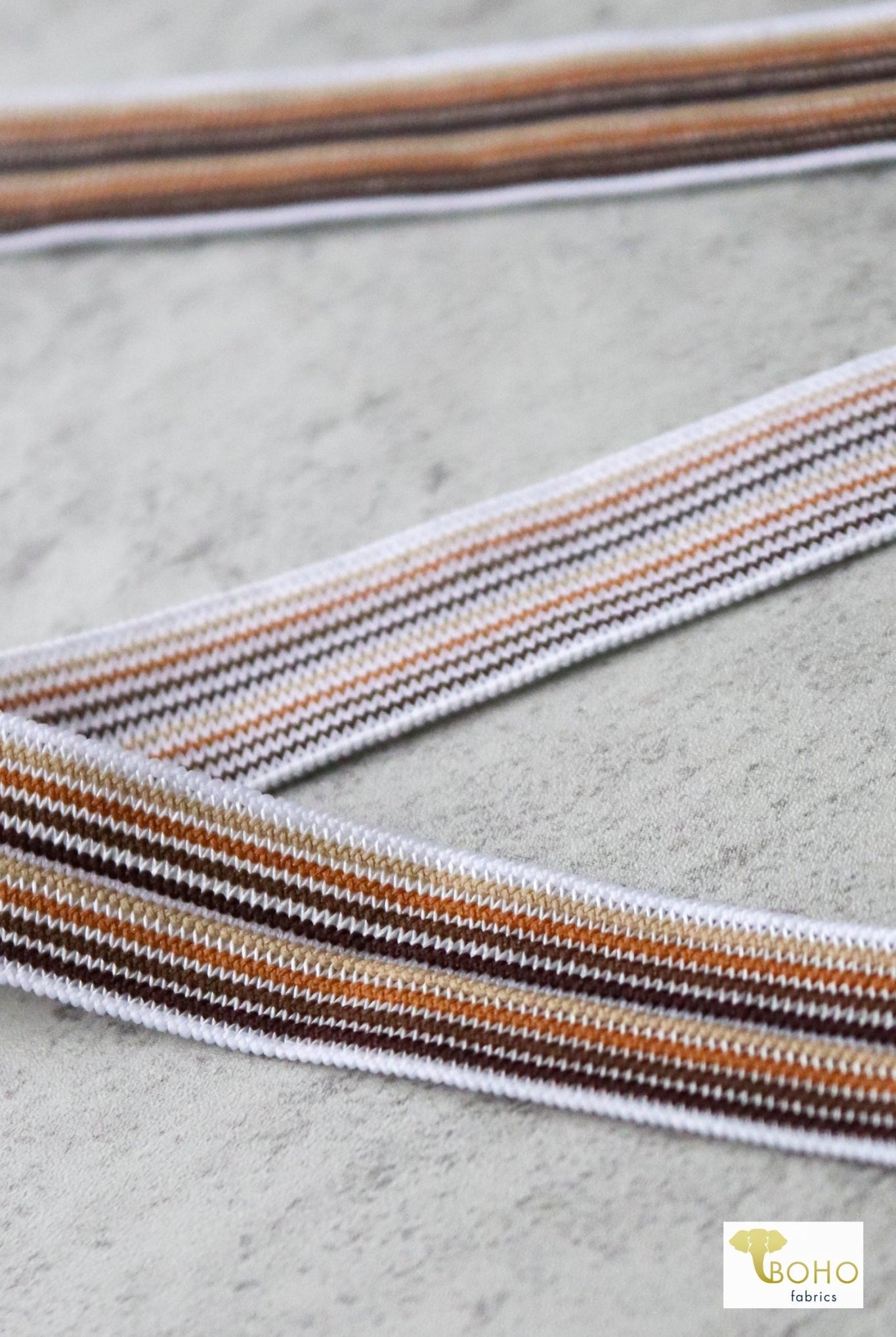 5/8" Retro Stripe, Fold Over Elastic. SOLD PER PACKAGE OF 3 YARDS. - Boho Fabrics