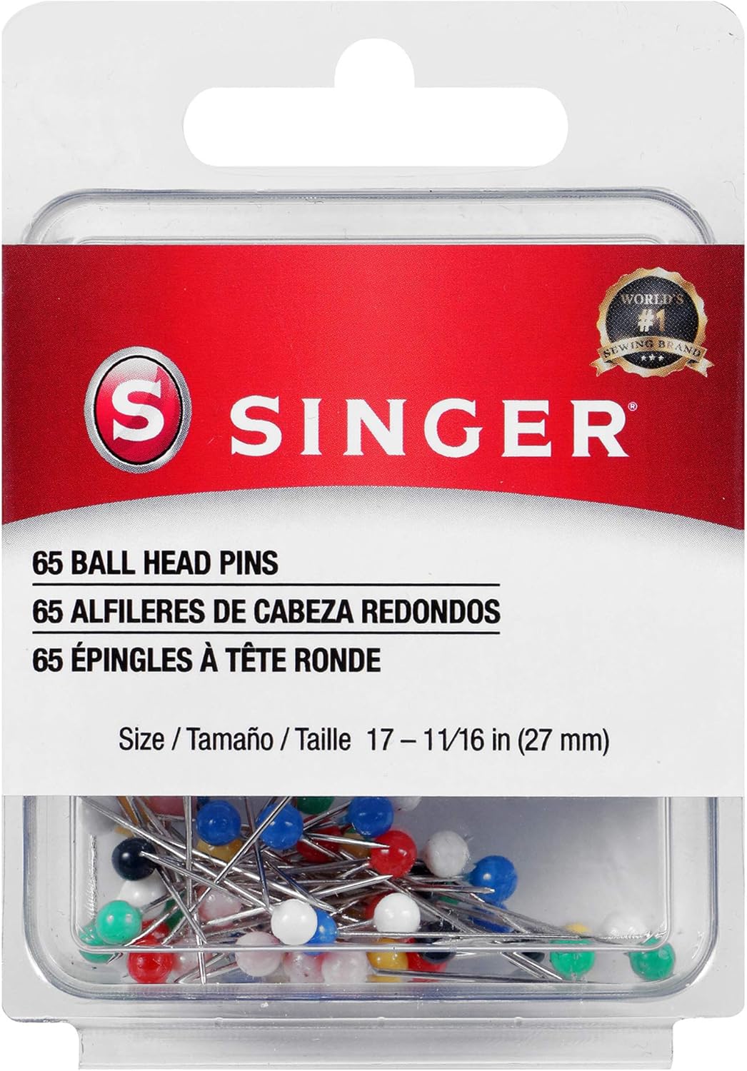 65 Ball Head Straight Pins, Size 17 - 11/16” (27mm) by Singer - Boho Fabrics - Pins