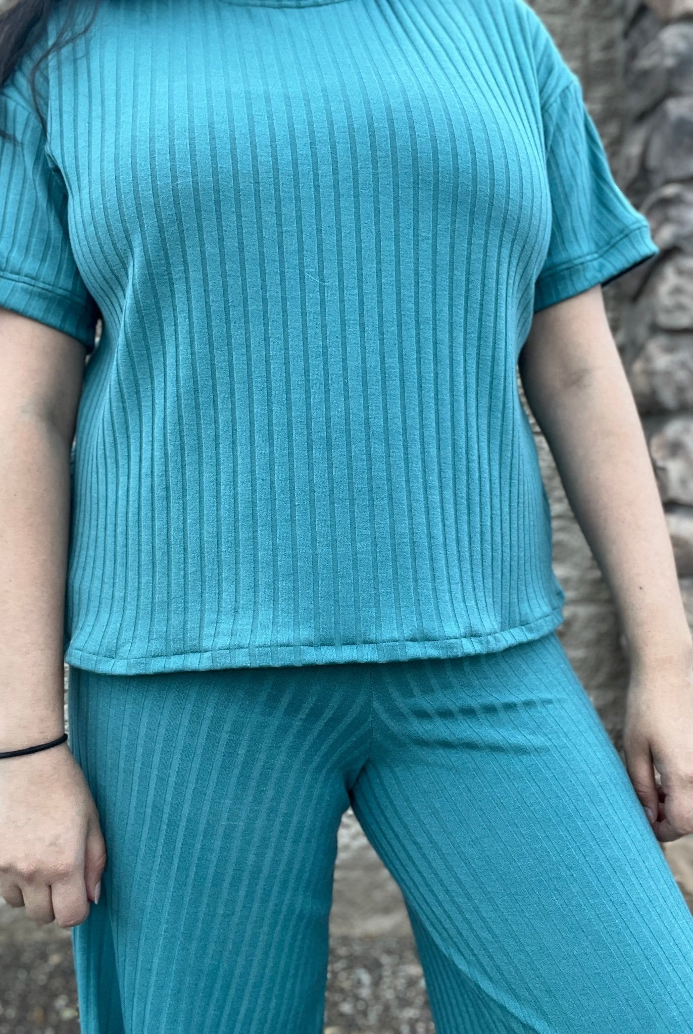 8x4, Dusty Turquoise Wide, Rib Knit Fabric - Boho Fabrics