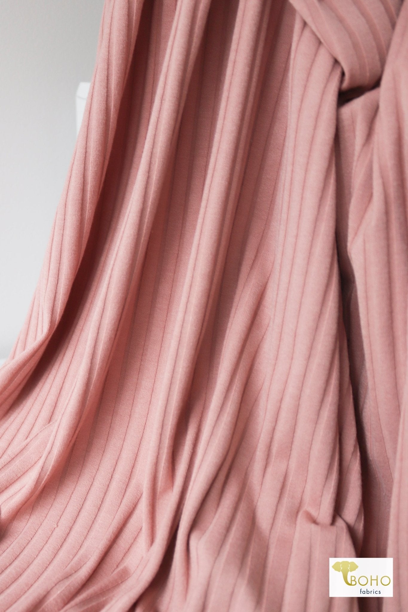 8x4, Tea Rose Wide, Rib Knit Fabric - Boho Fabrics