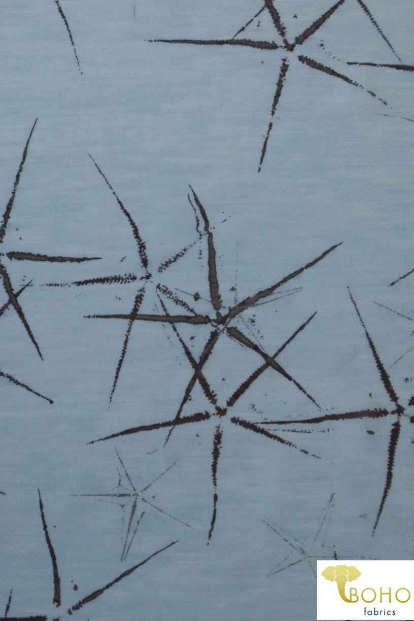 Abstract Metallic Starfish on Dusty Blue. Cotton Voile Woven. WV-107 - Boho Fabrics