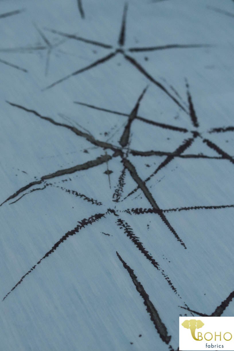 Abstract Metallic Starfish on Dusty Blue. Cotton Voile Woven. WV-107 - Boho Fabrics