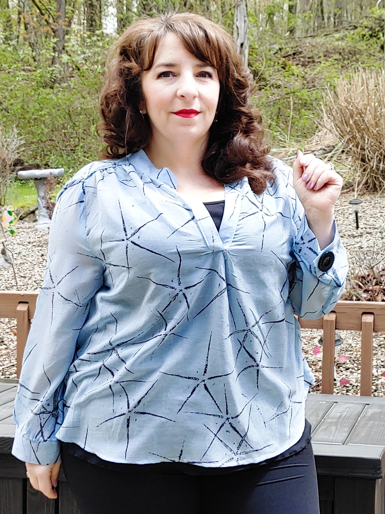 Abstract Metallic Starfish on Dusty Blue. Cotton Voile Woven. WV-107 - Boho Fabrics