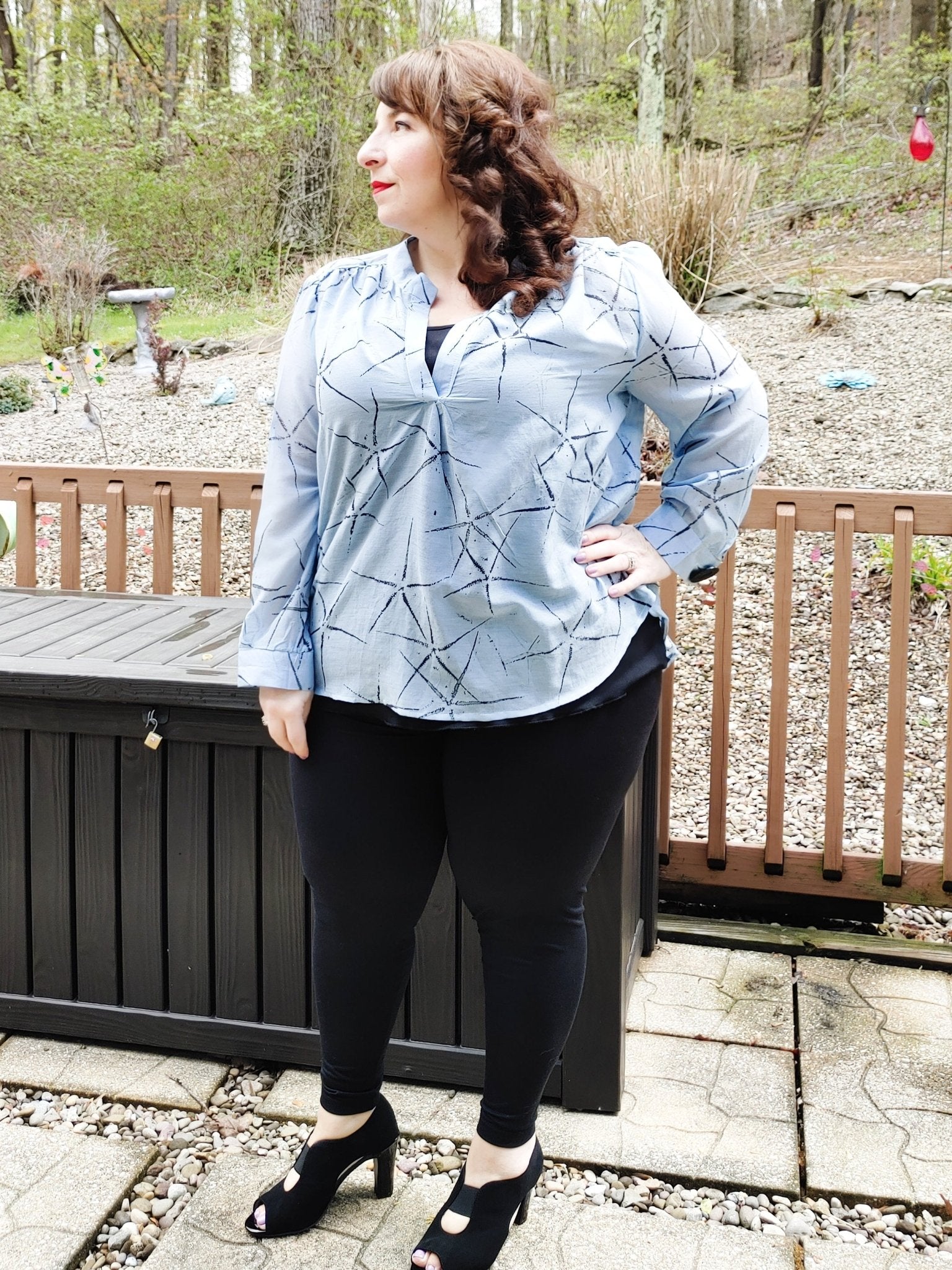 Abstract Metallic Starfish on Dusty Blue. Cotton Voile Woven. WV-107 - Boho Fabrics